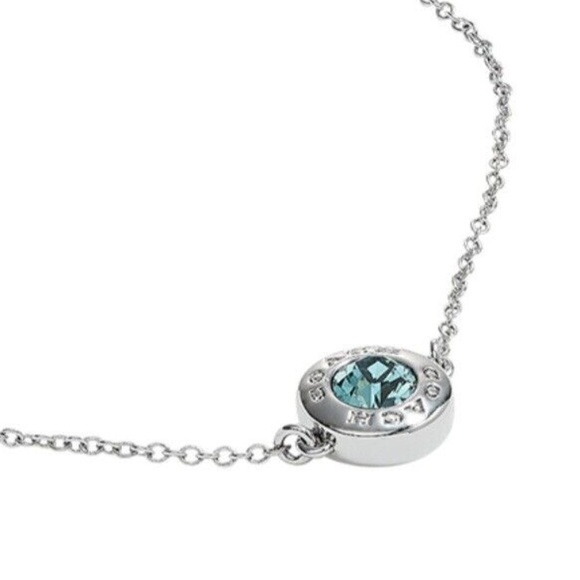 COACH open circle stone stud slider bracelet, blue, silver, adjustable, NEW - Picture 2 of 3